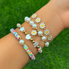 Jewelry Soft Pottery Imitation Pearl Ccb Alloy Rhinestone Dripping Oil Geometric Hip Hop Style Round Bead Chain Bracelet With Pig Nose Buckle Electroplated