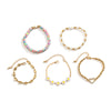 Jewelry Soft Pottery Imitation Pearl Ccb Alloy Rhinestone Dripping Oil Geometric Hip Hop Style Round Bead Chain Bracelet With Pig Nose Buckle Electroplated