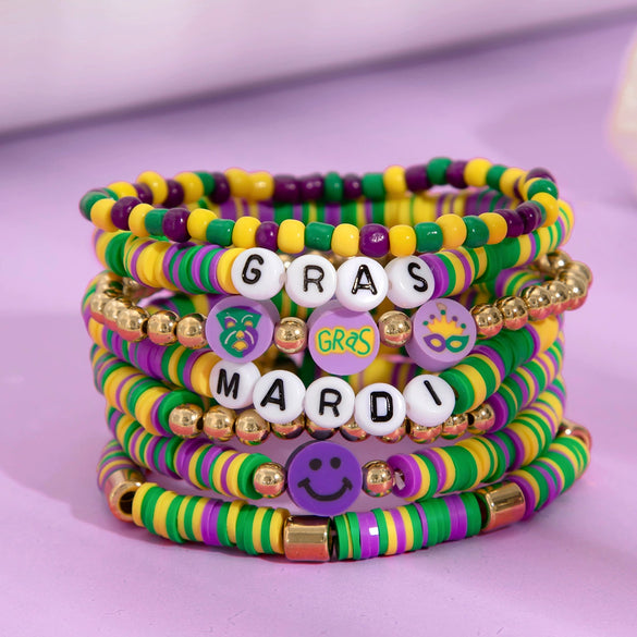 Jewelry Soft Pottery Polymer Clayccbacrylic Letter Handmade Stacked Style Bracelet