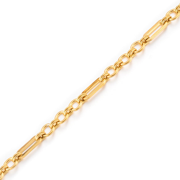 Jewelry Square Bean Shape Stainless Steel Chain Bracelet Anklet 18K Gold Plated Handmade Material