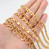 Jewelry Square Bean Shape Stainless Steel Chain Bracelet Anklet 18K Gold Plated Handmade Material
