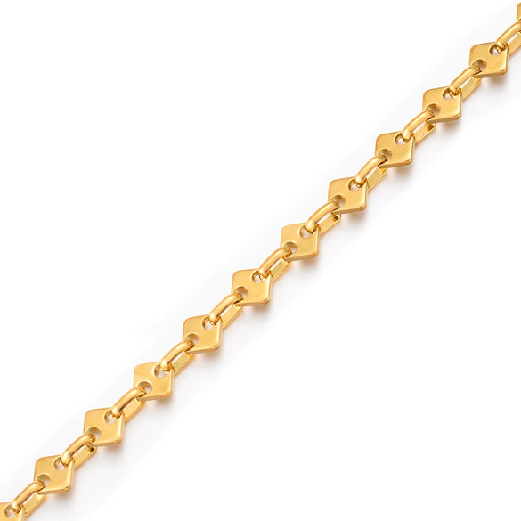 Jewelry Square Bean Shape Stainless Steel Chain Bracelet Anklet 18K Gold Plated Handmade Material