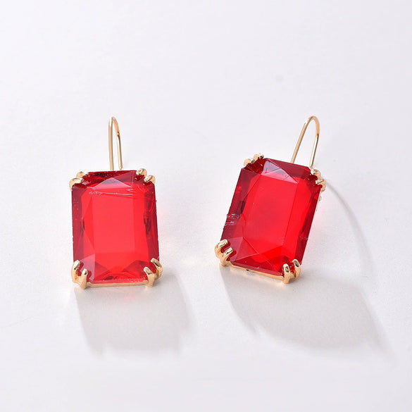 Jewelry Square Rhinestone Geometric Electroplating Fashion Earrings For Female