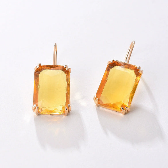 Jewelry Square Rhinestone Geometric Electroplating Fashion Earrings For Female