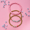Jewelry Stacked Bohemian Style Colorful Soft Pottery Stainless Steel Elastic Letters Love Beaded Bracelet With Electroplating