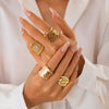 Jewelry Stacked Style Asymmetrical Zinc Alloy Geometric Ring Set With Electroplating