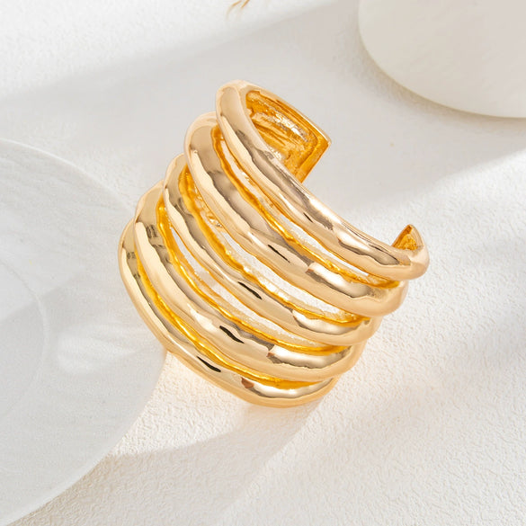 Jewelry Stacking Style Alloy Open Bracelet With Imitation Pearl Tassel Electroplated Geometric Design