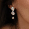 Jewelry Stainless Steel Acrylic Pearl Button Glass Water Drop Geometric Earrings Electroplated For Women