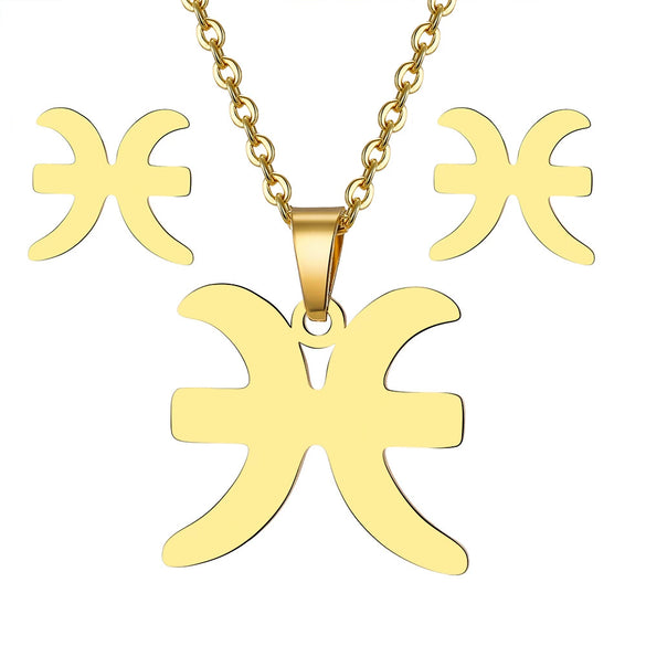 Jewelry Stainless Steel Alloy Constellation Zodiac Pendant Necklace For Women