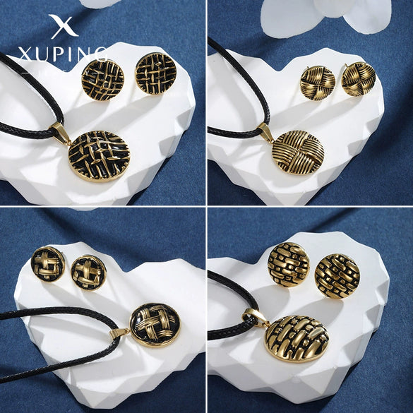 Jewelry Stainless Steel Alloy Geometric Round Drip With Letter Pattern Electroplated Stud Earrings And Necklace