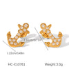 Jewelry Stainless Steel Anchor Earrings Set With Diamonds Geometric Style For Women