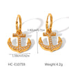 Jewelry Stainless Steel Anchor Earrings Set With Diamonds Geometric Style For Women