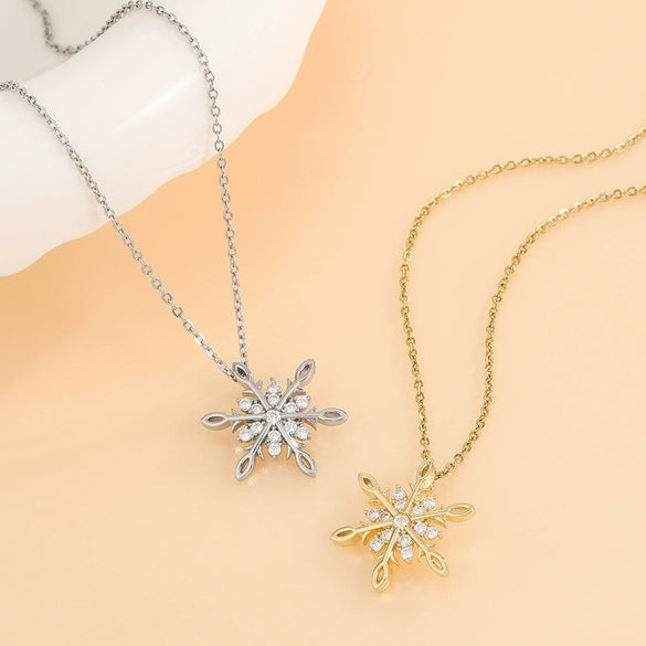 Jewelry Stainless Steel And Copper Geometric Snowflake Electroplated Women's Pendant Necklace