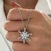 Jewelry Stainless Steel And Copper Geometric Snowflake Electroplated Women's Pendant Necklace