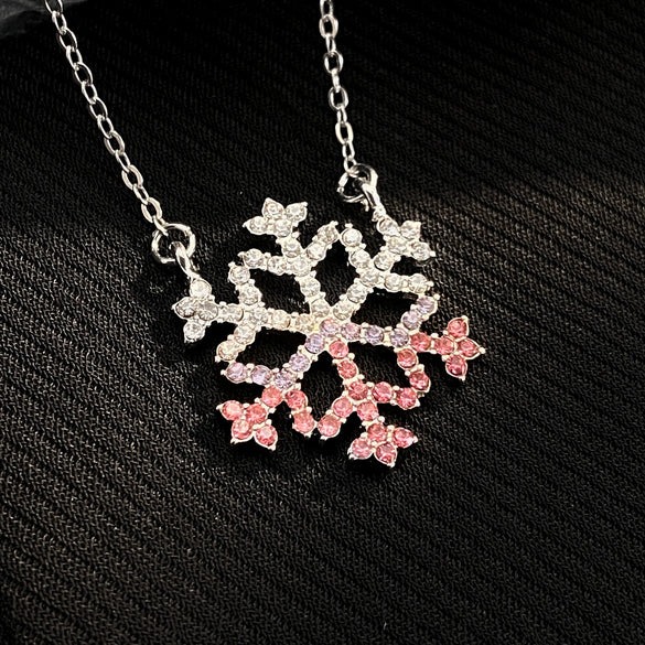 Jewelry Stainless Steel And Copper Geometric Snowflake Electroplated Women's Pendant Necklace