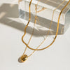Jewelry Stainless Steel And Titanium Steel Geometric Oval Pendant Necklace With Electroplating Treatment