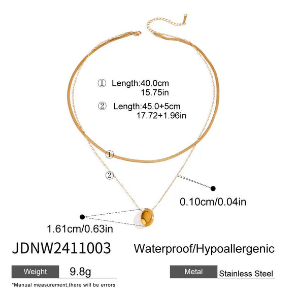 Jewelry Stainless Steel And Titanium Steel Geometric Oval Pendant Necklace With Electroplating Treatment