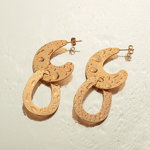 Jewelry Stainless Steel Antique Style Geometric Ushaped Crescent Oval Stitching Electroplated Earrings