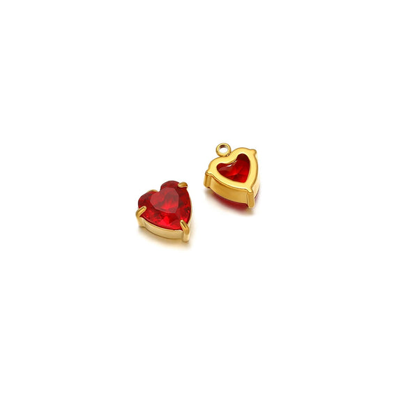Jewelry Stainless Steel Artificial Crystal Heart Inlay Pendant For Necklace Bracelet Earrings