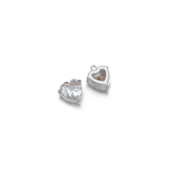 Jewelry Stainless Steel Artificial Crystal Heart Inlay Pendant For Necklace Bracelet Earrings