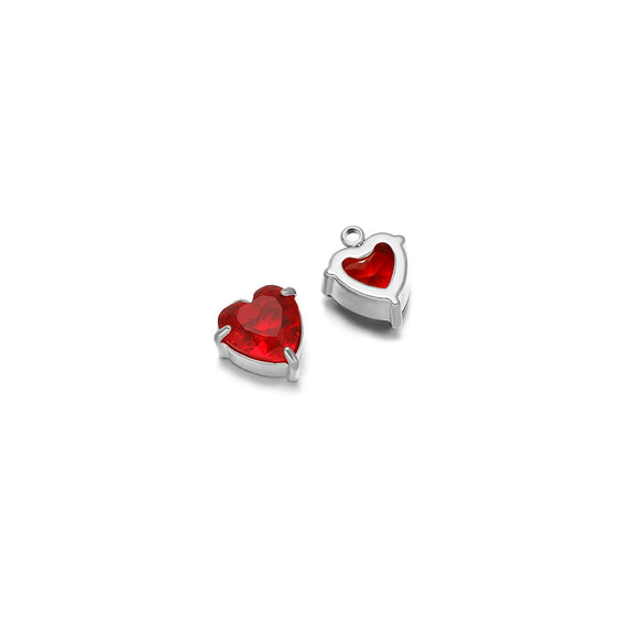 Jewelry Stainless Steel Artificial Crystal Heart Inlay Pendant For Necklace Bracelet Earrings