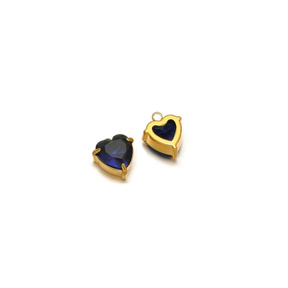 Jewelry Stainless Steel Artificial Crystal Heart Inlay Pendant For Necklace Bracelet Earrings