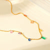 Jewelry Stainless Steel Ball Chain Necklace Mixed Gem Inlay Geometric Women