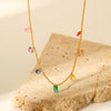Jewelry Stainless Steel Ball Chain Necklace Mixed Gem Inlay Geometric Women