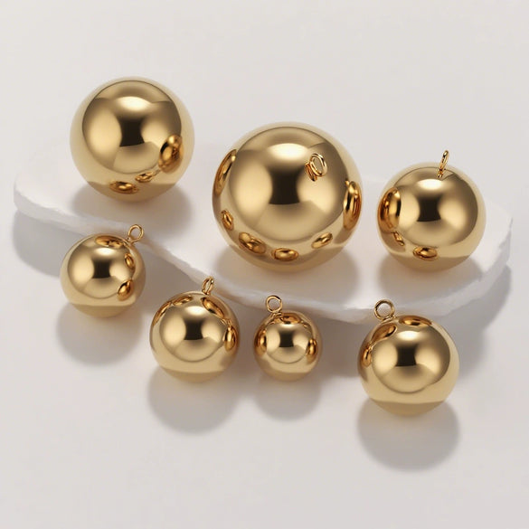 Jewelry Stainless Steel Ball Pendant Goldplated Polished Diy Accessories