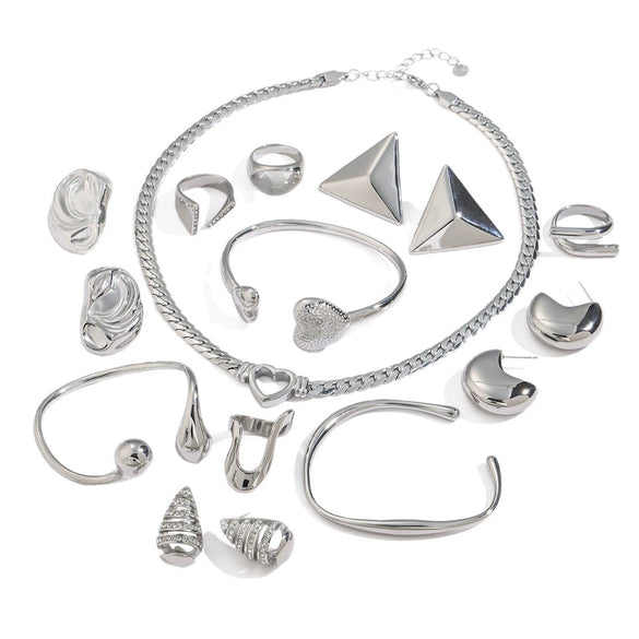 Jewelry Stainless Steel Bracelet Ring Earrings Geometric Electroplated