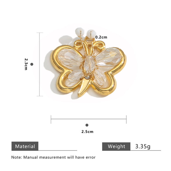 Jewelry Stainless Steel Butterfly Beaded Pendant Necklace With Electroplating And Diy Braided Design