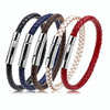 Jewelry Stainless Steel Button Bracelet Cowhide Woven Constellation Pattern Unisex