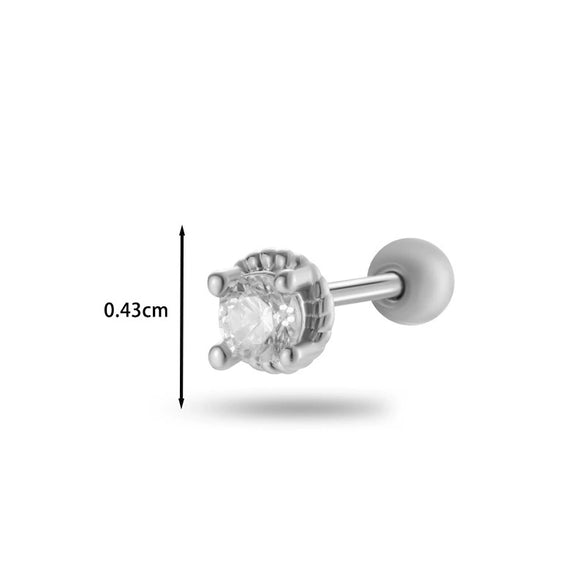 Jewelry Stainless Steel Copper Inlaid Zircon Heart Shaped Electroplated Women's Ear Bone Nail