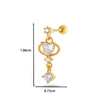 Jewelry Stainless Steel Copper Inlaid Zircon Heart Shaped Electroplated Women's Ear Bone Nail