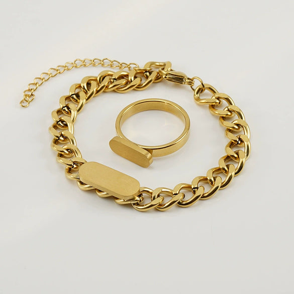 Jewelry 316L Stainless Steel Cuban Chain Oval Pattern Electroplating 316L Stainless Steel For Women And Unisex