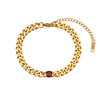 Jewelry Stainless Steel Cuban Chain Round Zircon Necklace Electroplated Geometric Style