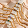 Jewelry Stainless Steel Cuban Chain Round Zircon Necklace Electroplated Geometric Style