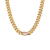 Jewelry Stainless Steel Cuban Chain Round Zircon Necklace Electroplated Geometric Style