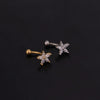 Jewelry Stainless Steel Curved Rod Snail Earring With Zircon And Flower Design