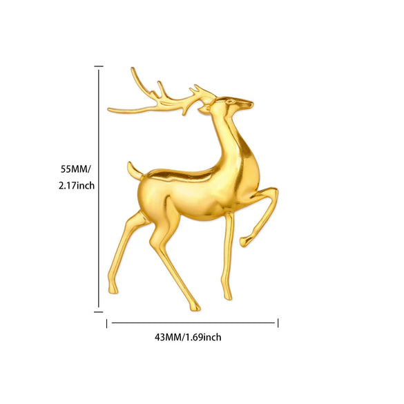 Jewelry Stainless Steel Cute Deer Leaf Animal Flower Brooch Electroplating For Women