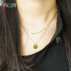 Jewelry 316L Stainless Steel Double Layer Stacked Clavicle Chain With Round Pendant And Round Bead For Women Electroplated Geometric Style