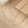 Jewelry Stainless Steel Doublelayer Overlapping Necklace With Zircon Geometric Minimalist Highend Light Luxury Electroplating For Women