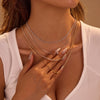 Jewelry Stainless Steel Doublelayer Overlapping Necklace With Zircon Geometric Minimalist Highend Light Luxury Electroplating For Women