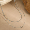 Jewelry Stainless Steel Doublelayer Overlapping Necklace With Zircon Geometric Minimalist Highend Light Luxury Electroplating For Women