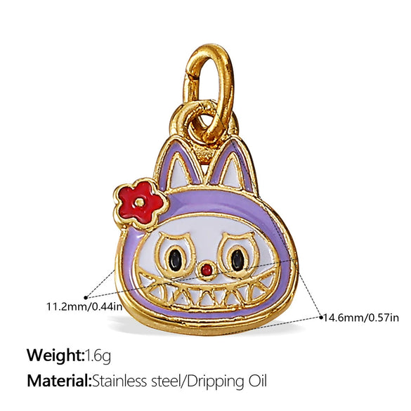 Jewelry 316L Stainless Steel Dripping Oil Cartoon Characters Bracelet Pendant