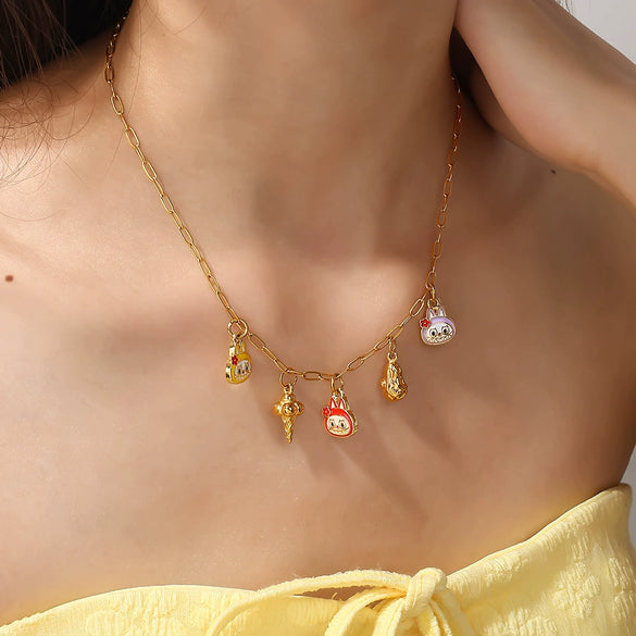 Jewelry 316L Stainless Steel Dripping Oil Cartoon Characters Bracelet Pendant