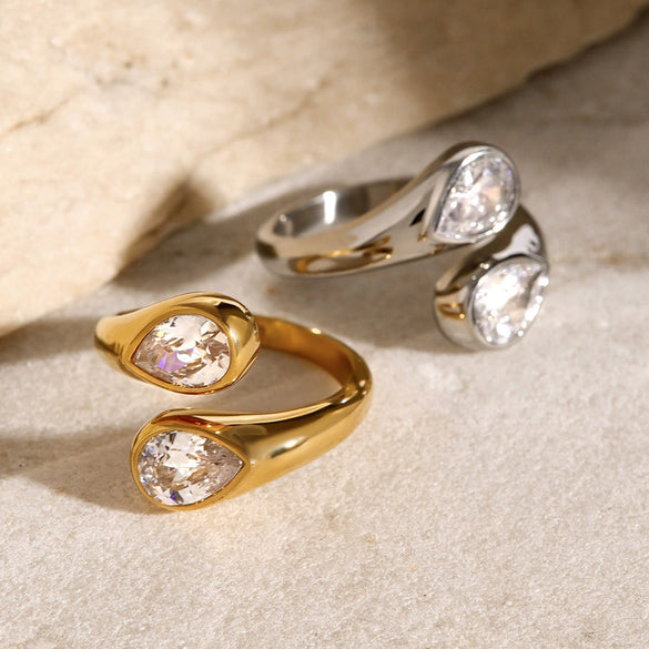 Jewelry Stainless Steel Dropshaped Electroplated Ring