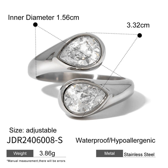 Jewelry Stainless Steel Dropshaped Electroplated Ring