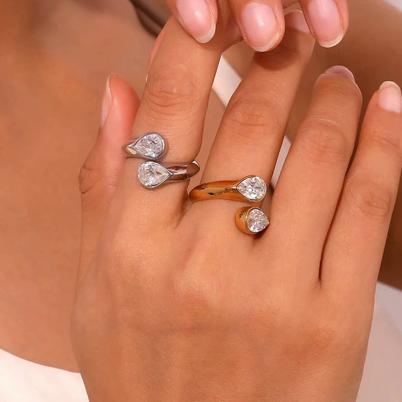 Jewelry Stainless Steel Dropshaped Electroplated Ring