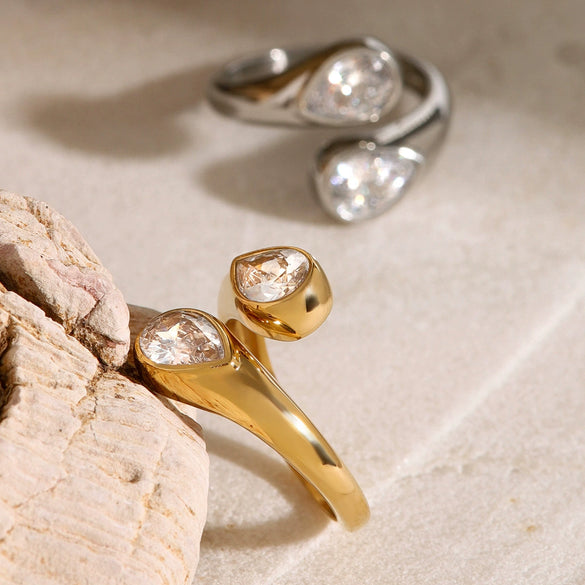 Jewelry Stainless Steel Dropshaped Electroplated Ring